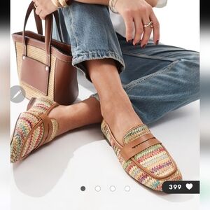NWT. ASOS DESIGN Wide Fit Marvelous flat loafers in multi crochet size 7 W